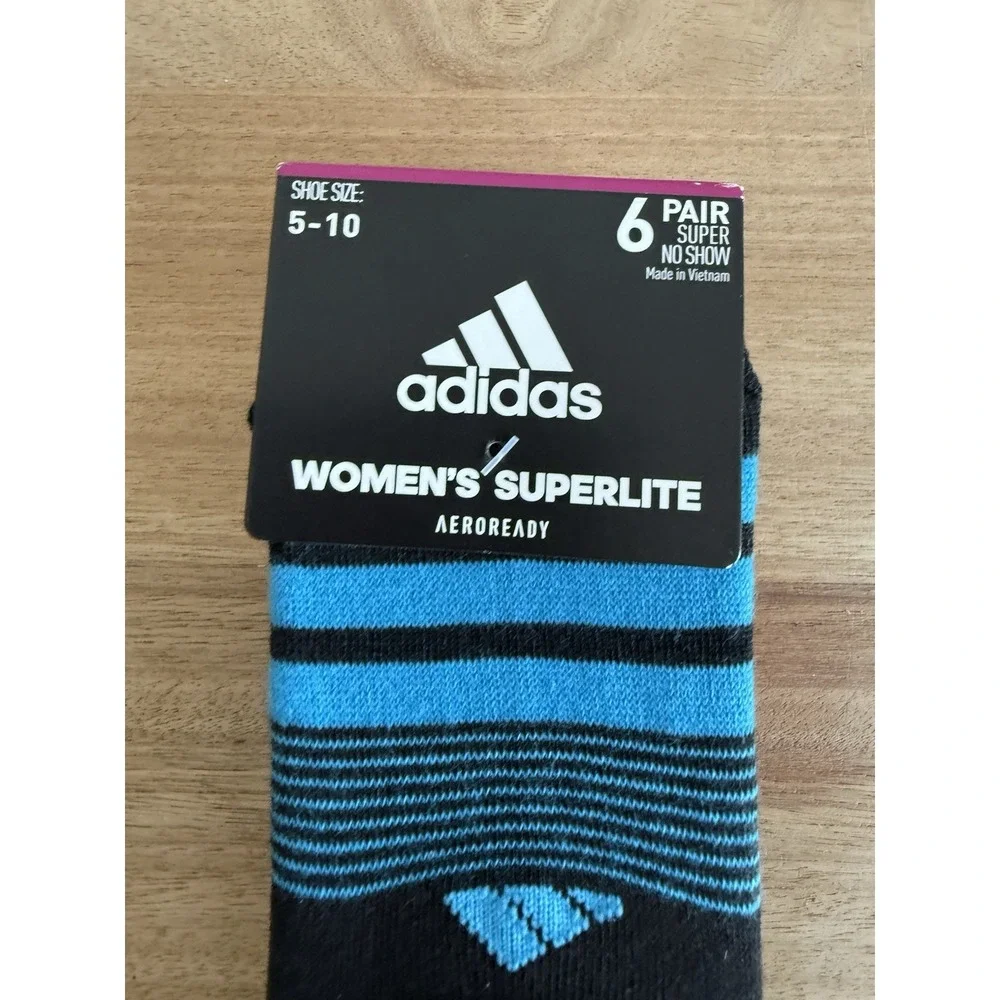 Adidas Women's Superlite AeroReady Super No Show Socks 6 Pair Size 5-10 NWT